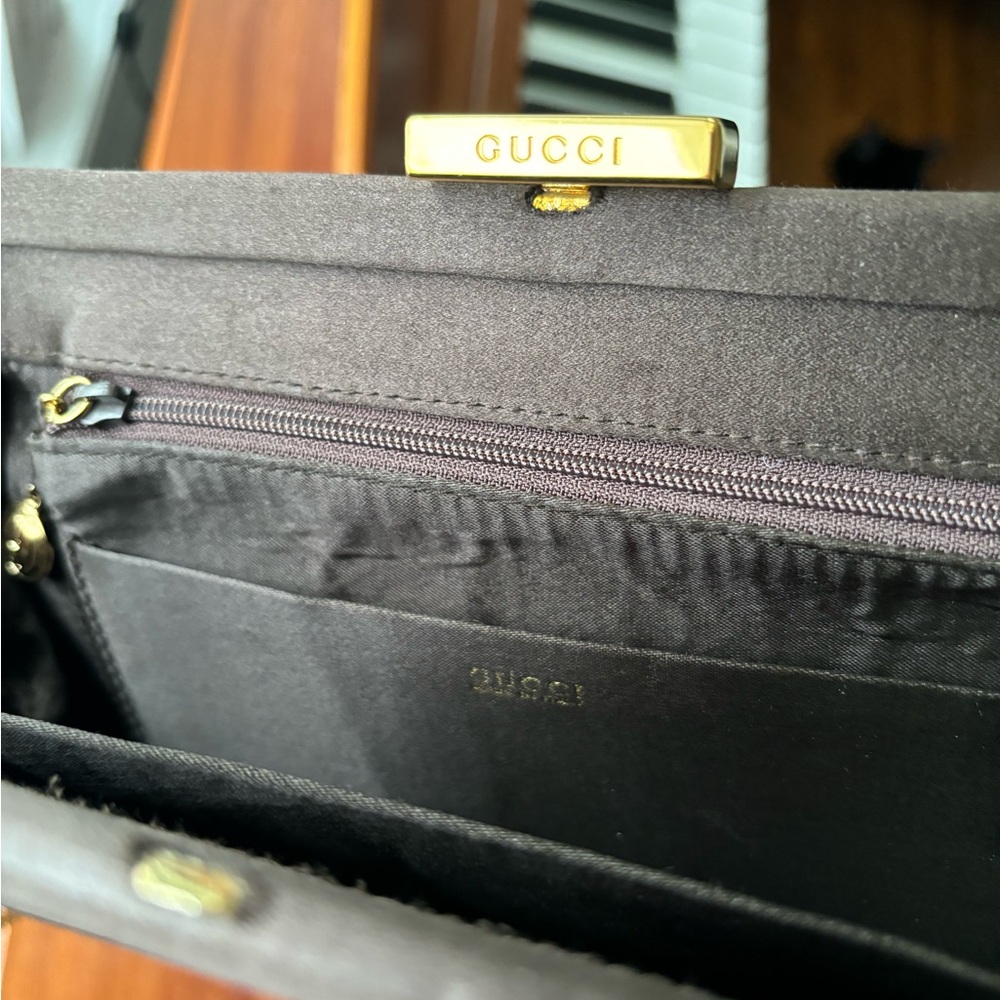Gucci EUC++ Vintage Brown Satin Clutch Crossbody - Picture 6 of 7